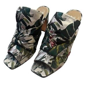 Marc Fisher Hogan Floral Tapestry Open Toe Mule Heels size 11M
